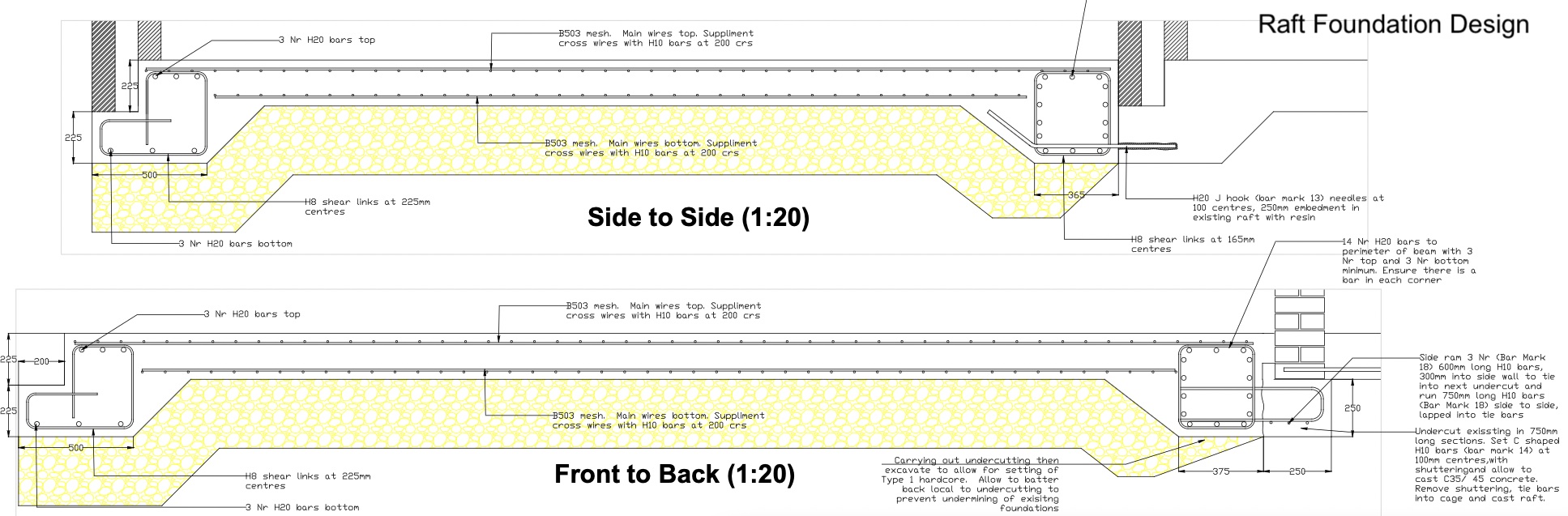 Raft foundation design drawing